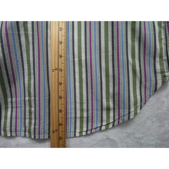 Robert Graham Shirt Mens Large Striped Long Sleeve Button Up Silk Trim Designer - Picture 10 of 14